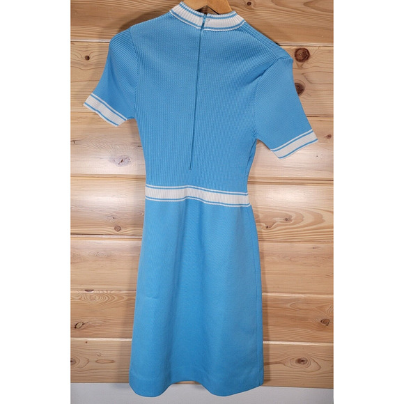 Vintage R&K Knits Jumper Dress Blue Knit 60s Size 14 - Picture 4 of 16
